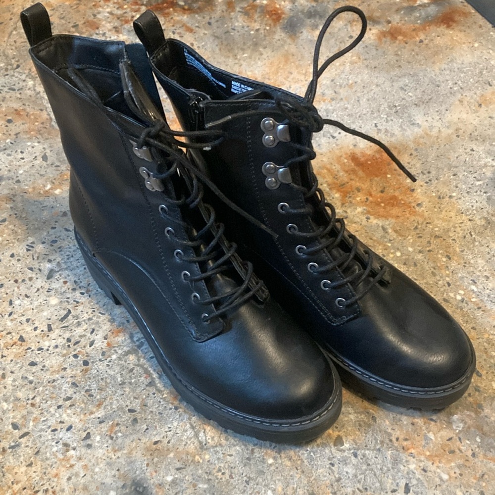 Black Lace-Up Combat Boots